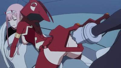 Zero Two (Código 002) - rapariga monstro; nua; sem roupa; rabo grande; bunda grande; vagina; ânus; pornografia hentai 3D; [Darling in The FranXX]