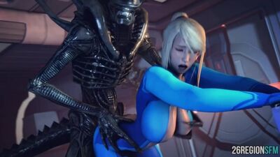 Regla 34: Metroid, Samus contra el xenomorfo (traje cero)