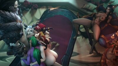 Alexstrasza x Sinestra x Sindragosa x Ysera & Neltharion - sexo em grupo; sexo oral; broche; pornografia hentai 3D [World of Warcraft]