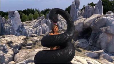 Serpente che divora una ragazza nuda a testa in giù 6