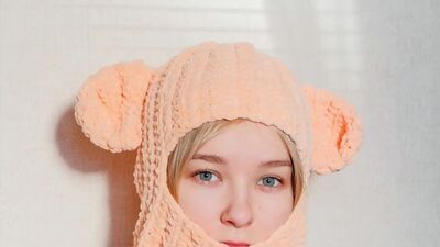 BALAKLAVA – Mütze mit Ohren aus Plüschgarn, gehäkelt