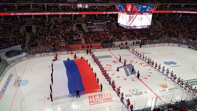 Puchar Pierwszego Kanału 2018: Rosja – Czechy. Wychodzenie naszej drużyny na boisko. Hymny