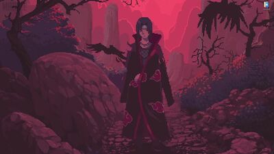 Itachi Uchiha com a capa preta de Naruto - papéis de parede animados para o Wallpaper Engine