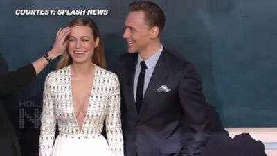Tom Hiddleston foi apanhado a olhar para o decote de Brie Larson
