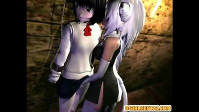 Une transsexuelle hentai de quartier défavorisé se fait baiser alors qu'elle est enchaînée