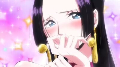 Un extrait, modifié dans Echchi, tiré de l'anime mettant en scène la boa nue Hancock
