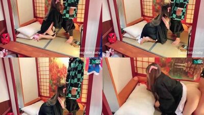 Tanjiro se folla a Kanao, la cazadora de demonios asiática, en un vídeo amateur