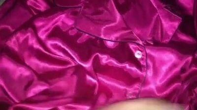 Hot Pink Satin Pajamas with Black Piping