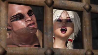 Hot sex in the dungeon! Cute virgin gets fucked hard by a big monster