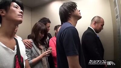Stuck in Elevator Maika and Aoi Miyama - More at Caribbeanco