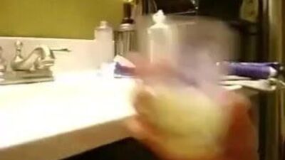 Amateur Gargles a Shot Glass of Cum While Getting Blasted