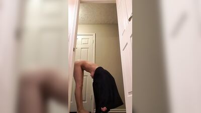 Fit Girl Doing Handstands and Showing off Her Big Tits