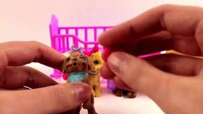 Bonecas Barbie: Unboxing do conjunto «Cachorrinho com cachorrinhos» – brinquedos para meninas em russo