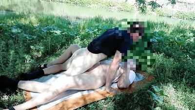 Sexy Bitch Doused with Sperm on the River Bank