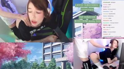 Uma streamer do Twitch esqueceu-se de desligar a câmara. Vídeo caseiro de um casal jovem, sexo oral, a quatro, por cima, pornografia amadora
