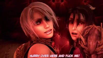 Ivy Valentine x Taki – seks grupowy; pozycja na pieska; duży tyłek; ręczna robota; hentai z seksem 3D; (autor: Secazz) [Soul Calibur]