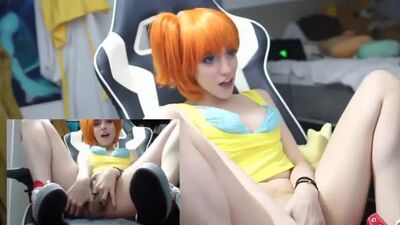 Misty - webcam; masturbação manual; masturbação; vagina; mamas grandes; peitos grandes; sexo, porno, hentai, cosplay; [Pokémon]