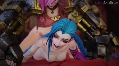 (Звук) Vi&Jinx — футанарі на жінці [League of Legends; LoL; порно; хентай; дівчина з членом; R34; секс; Blender; порно; секс; футанарі]