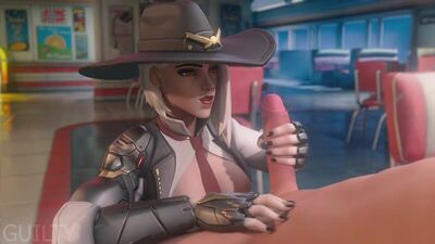 Ashe - masturbação manual; masturbação; carícias intensas; orgasmo; ejaculação nos seios; ejaculação no rosto; ejaculação; pornografia hentai 3D; [Overwatch]