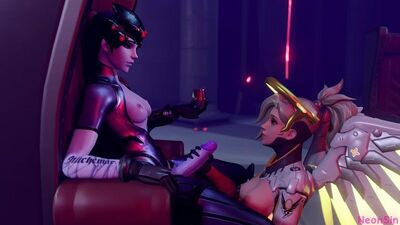 (Son) Widowmaker & Mercy en version futanari féminine [Overwatch ; Porno ; Hentai ; Dickgirl ; R34 ; Sexe ; Blender ; порно ; секс ; футанари]