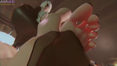 Android Yorha 2B - femdom; footjob; foot fetish; 3D sex porn hentai; #2; [NieR:Automata]