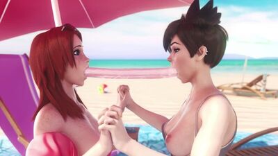 (Áudio) Tracer e Emily com um dildo duplo lésbico [Overwatch;Pornografia;Hentai;Yuri;R34;Sexo;Blender;хентай;юри]