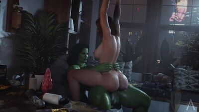 (Son) She-Hulk et Black Widow en futanari sur une femme 2 - Chambre en désordre [Marvel ; Porno ; Hentai ; Dickgirl ; R34 ; Sexe ; Blender ; футанари]