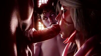 (Dźwięk) Succubus i Cirilla jako futanari podczas seksu oralnego z kobietą [Wiedźmin 3; porno; hentai; dziewczyna z penisem; R34; seks; Blender; Wiedźmin; futanari]