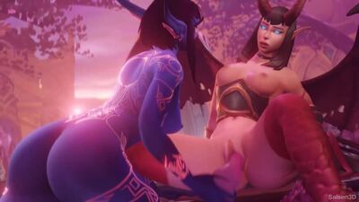 Nightborne x Succube - yuri ; lesbienne ; gode ; bas ; porno hentai 3D ; [World of Warcraft]