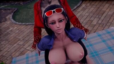 Nico Robin x Boa Hancock - futanari ; yuri ; lesbiennes ; sexe oral ; fellation ; levrette ; porno hentai 3D ; [One Piece]