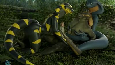 3D Yiff par Evilbanana - Porno furry hétéro - FYE - Trio - Serpent - Lézard - Scalie