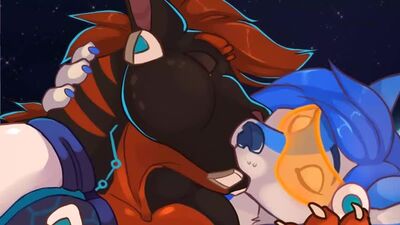 2D Yiff autorstwa Jasonafex – futrzane porno, seks, E621, FYE, hetero, w kosmosie, wilk, smok grawitacyjny