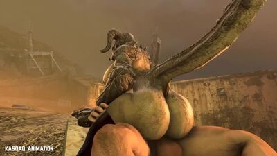 3D Yiff від kasdaq Фуррі-порно Секс E621 FYE — шльондра-десклоу в латексних панчохах, Fallout R34, в позі «ковбойка»