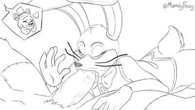 Yiff en 2D par MandyFoxy - Porno furry - Sexe - E621 - FYE - Hétéro - Vanny - Pipe de lapine - Gorge profonde - FNAF - R34