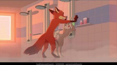 Yiff en 2D par Letodoesart Porno furry Sexe E621 Hétéro Nick Judy Fox Lapin Porno Zootopia R34 Rule34 Sous la douche FYE