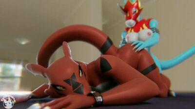 3D yiff par evilbanana, porno furry, Sex E621, FYE, lesbiennes, Pokémon, Digimon, r34, rule34, Renamon