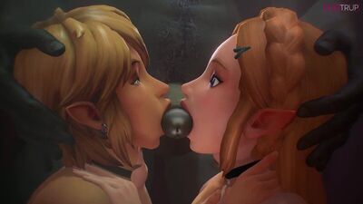 Princesa Zelda x Link x Ganon - BBC; blacked; interracial; sissy; trap; femboy; trans; porno hentai 3D [The Legend of Zelda]