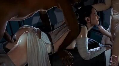 Rey Skywalker x Stormtrooper - sexo em grupo; gangbang; BBC; blacked; inter-racial; pornografia 3D hentai; (por niisath) [Star Wars]