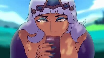 Qiyana - NSFW; gif; animação; sexo oral; sexo oral feminino; broche; sexo oral na boca; pornografia hentai 3D; (por @Vampiranhya) [League of Legends]