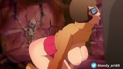 Velma Dinkley - No apto para el trabajo; sexo oral; minet; mamada; garganta profunda; follada facial; porno hentai 3D; (por @Mandy_art69) [Scooby-Doo]