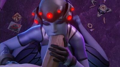 Widowmaker - No apto para el trabajo; sexo oral; minet; mamada; garganta profunda; follada facial; porno hentai 3D; (por @Gc_Raw) [Overwatch]