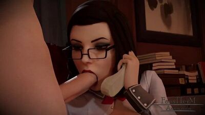 Elizabeth – NSFW; seks oralny; lodzik; głębokie gardło; rżnięcie w twarz; orgazm; wytrysk; porno hentai 3D; (autor: @FausTTerm) [BioShock]