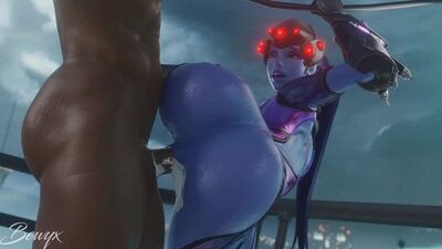 Widowmaker – NSFW; BBC; blacked; międzyrasowe hentai; krągłe; duży tyłek; wielki tyłek; hentai z seksem 3D; (autor: @bewyx) [Overwatch]