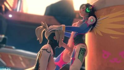 Overwatch: D.Va y Mercy en versión futanari