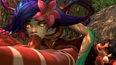 Pornografia futanari com Neeko e Nidalee do League of Legends