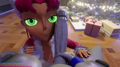 Futanari, Futa, Navidad, DC, Pixel-Perry, Raven, Starfire, Teen Titans, animado, Blender, sonido