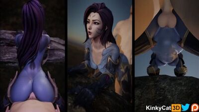 «League of Legends» хентай | «LoL» порно | [League of Porn] Кай'Са в позі «раком» (KinkyCat3D)