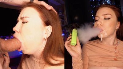 Uma bofetada na bochecha da jovem fumadora