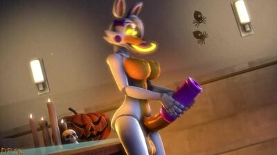 Lolbit masturbando a un personaje futanari (Five Nights at Freddy's)