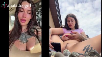 TikTok model was caught on a public beach playing with a dildo and cumming beautifully at the end